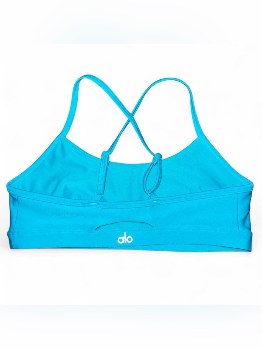 Alo Airlift Intrigue Bra Bright Aqua Size M Back Cut-out Cross Straps unpadded
